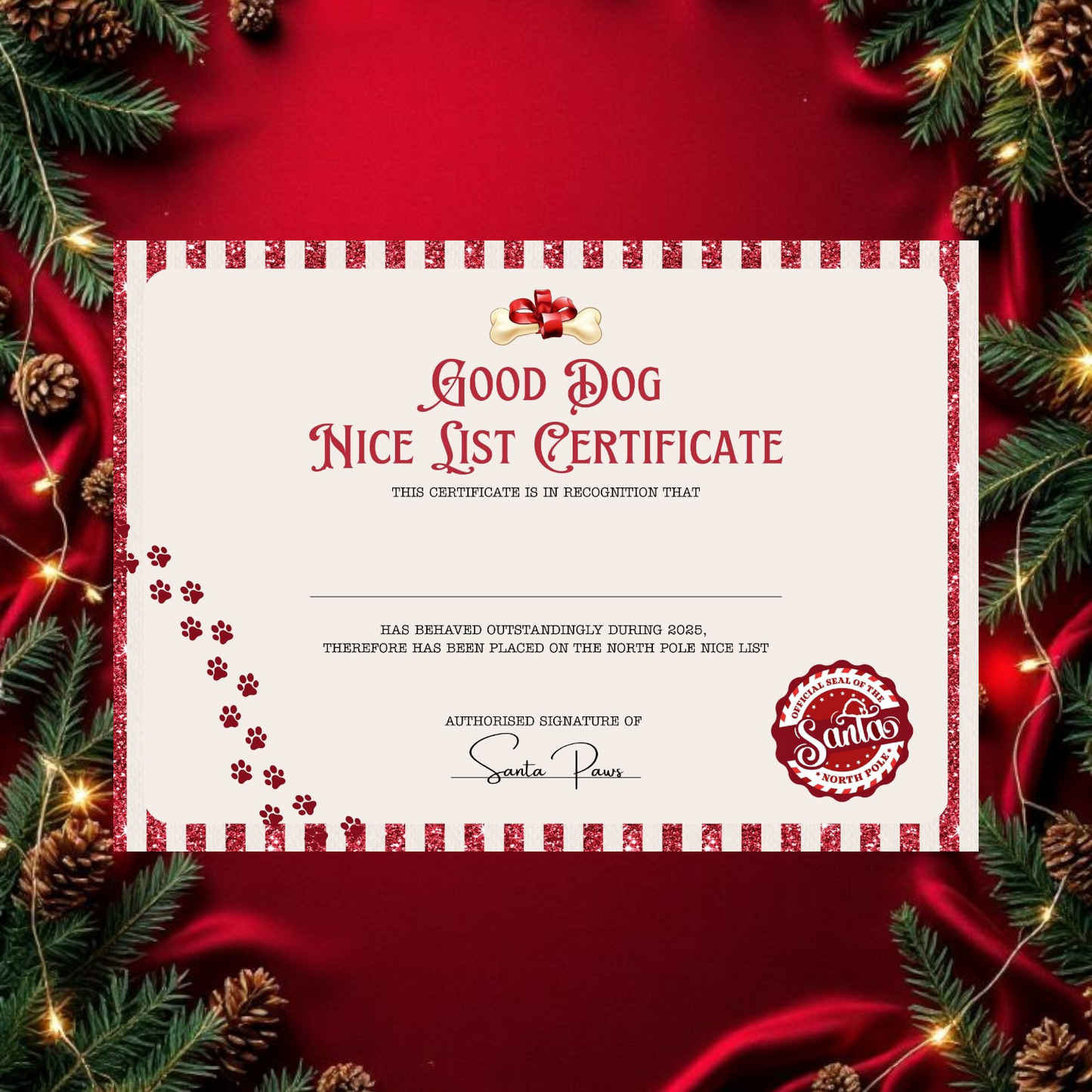 Good Dog Nice List Certificate