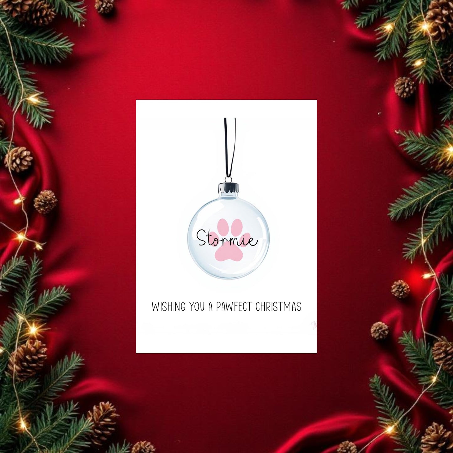 Pink Bauble Greetings Card