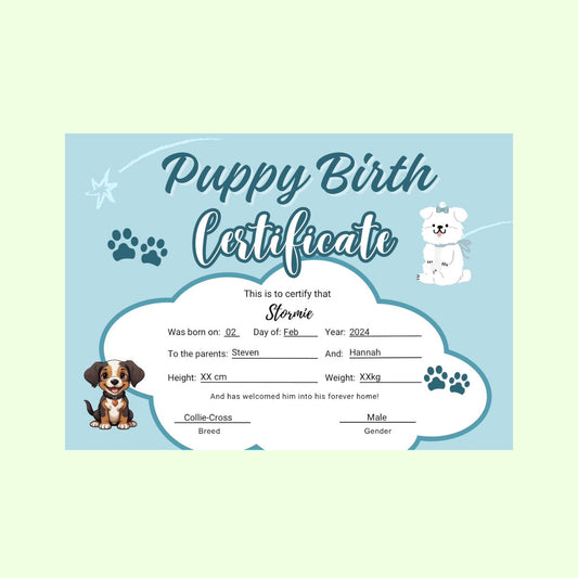 Puppy Birth Certificate
