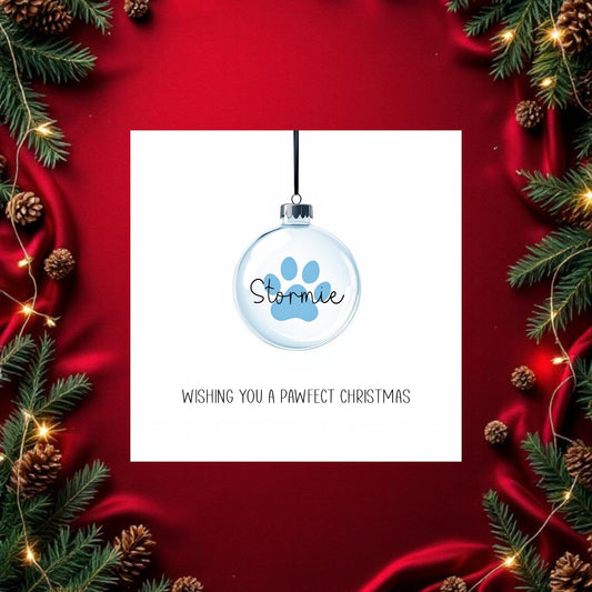 Blue Bauble Greetings Card