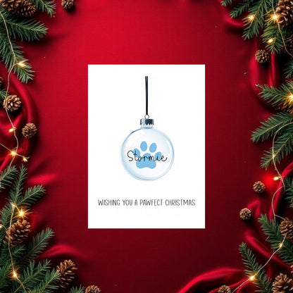 Blue Bauble Greetings Card