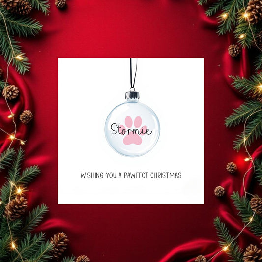 Pink Bauble Greetings Card