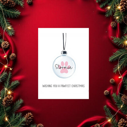 Pink Bauble Greetings Card